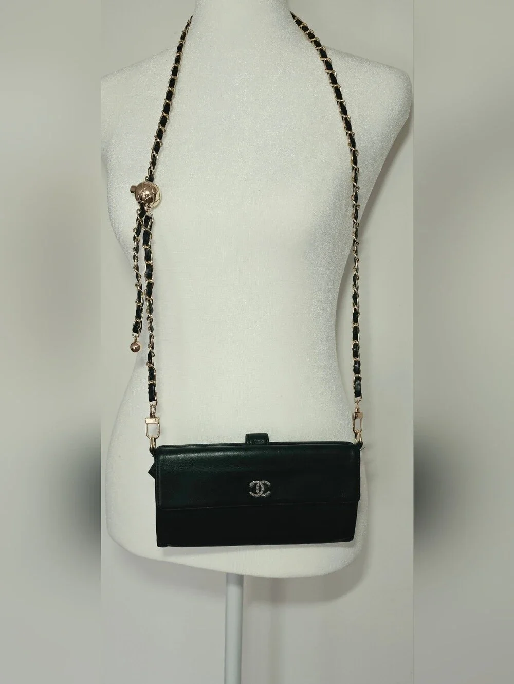 Authentic CHANEL Black  Leather Long Wallet
